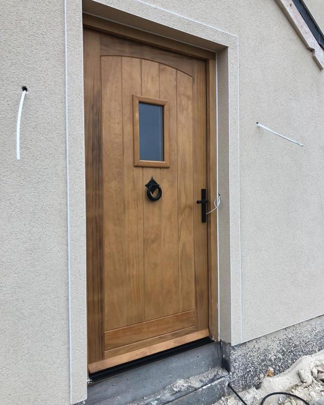 Accoya front door unit — Finished in an oak stain