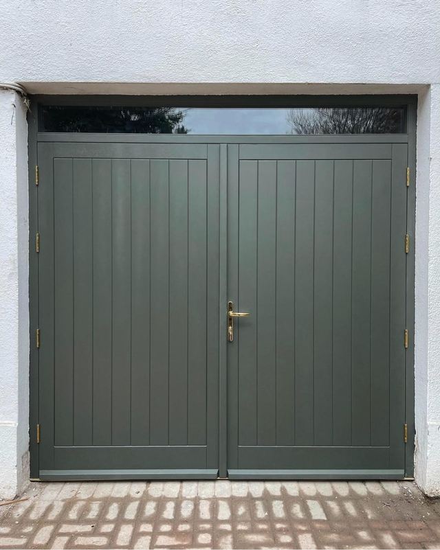 Pair of garage doors — Painted Little Greene Pompeian Ash · Dublin